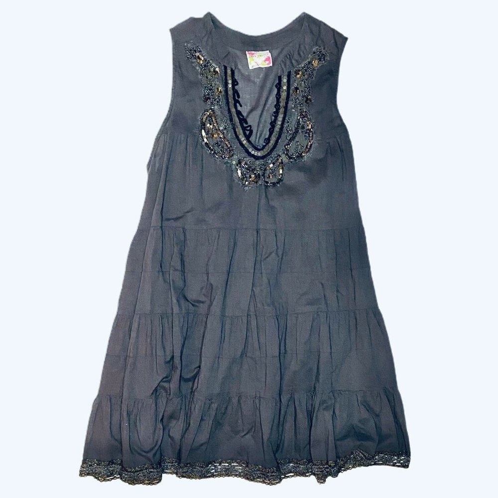 FREE PEOPLE EMBELLISHED SHIFT MINI DRESS SMALL